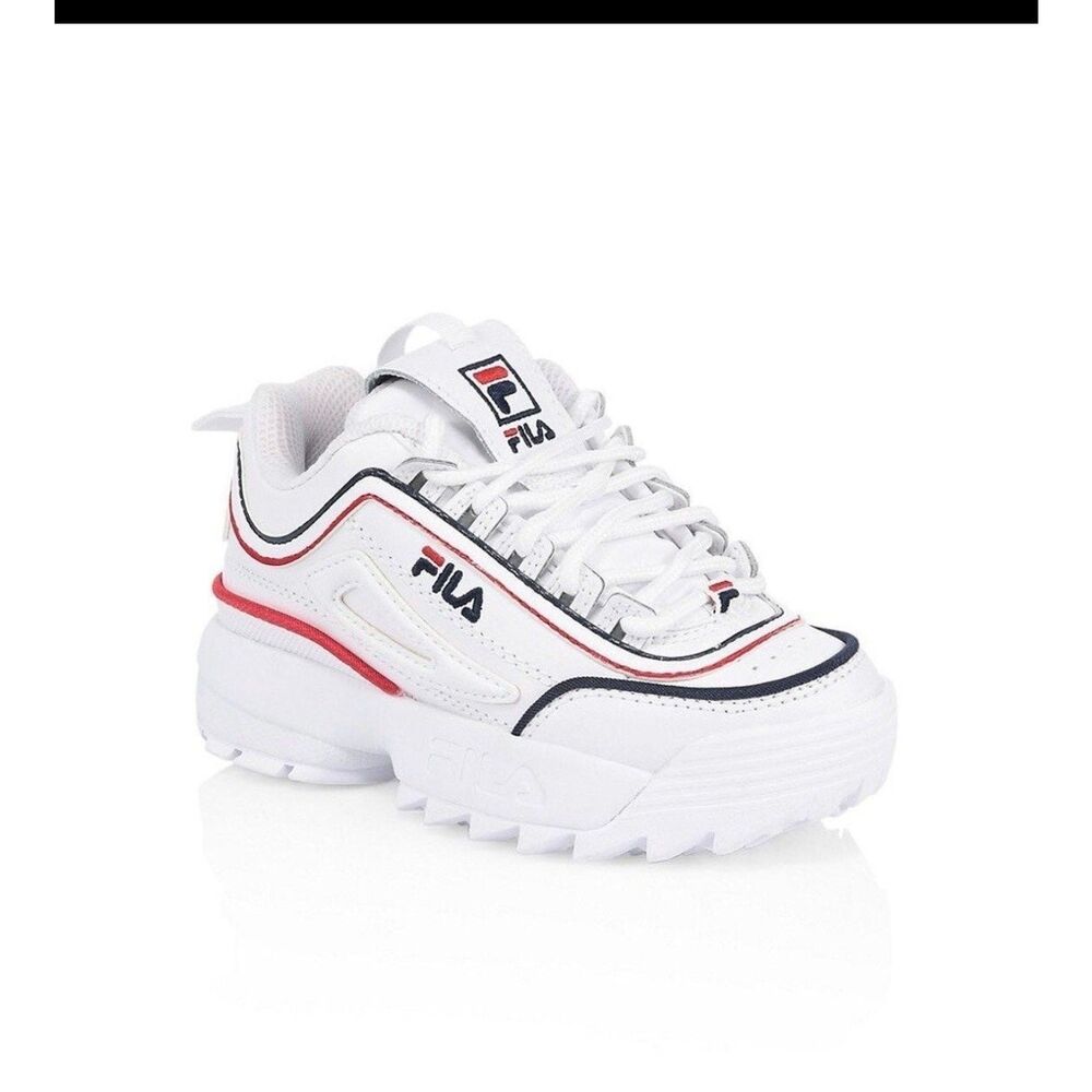 Fila Diruptor II Contrast Piping Little Kids' Shoes White-Navy-Red Size 13